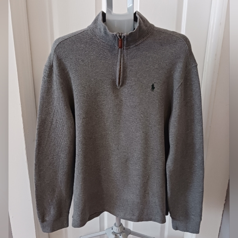 Polo Ralph Lauren Gray Quarter-Zip Sweater - Large